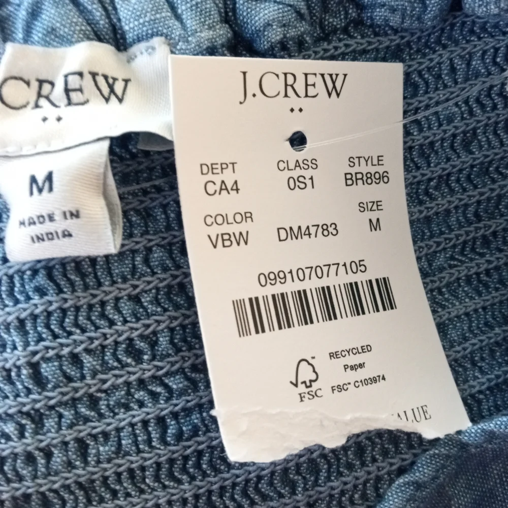 🆕 J. CREW [Factory] Smocked Tiered  Chambray Sun Dress | M NWT - Picture 11 of 11